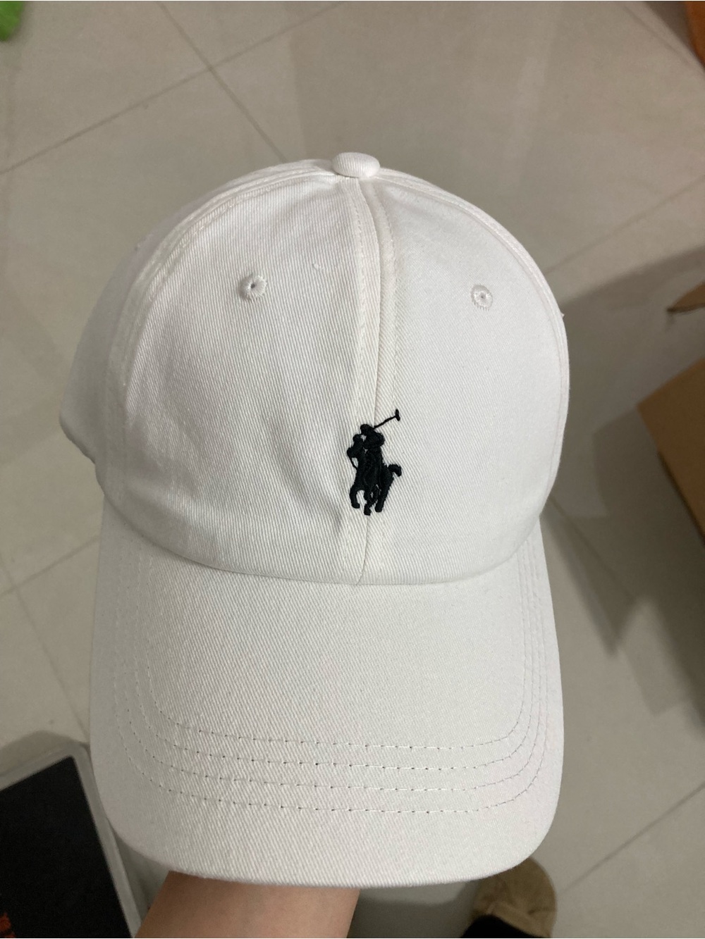Polo by Ralph Lauren White Cap with Black Pony Logo